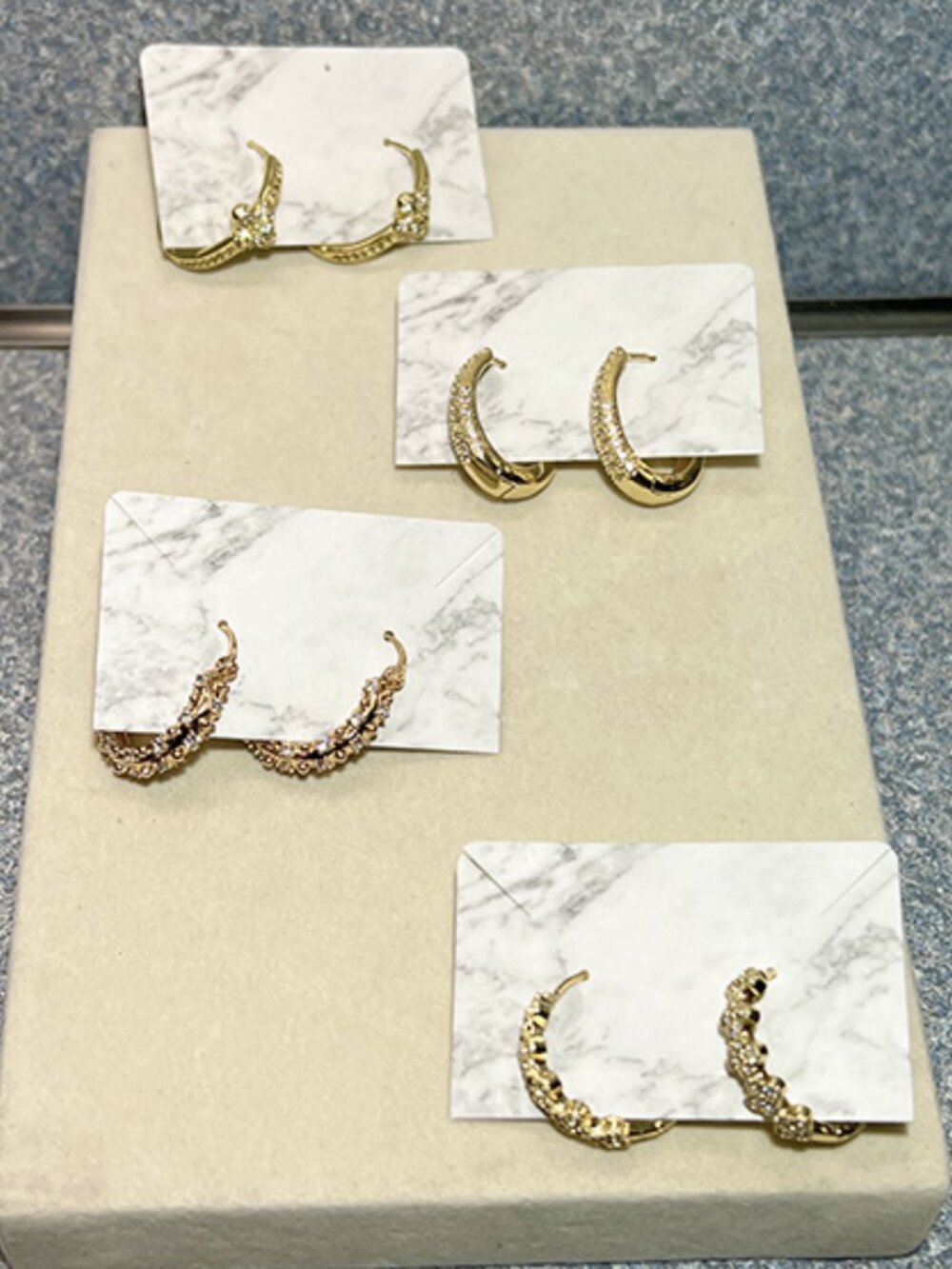 Lot of 4 - Gold-tone and Crystal Hoop earrings - All NWOT